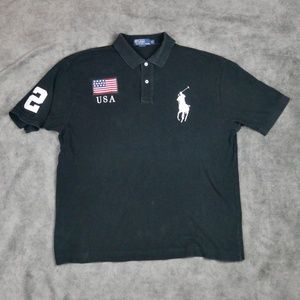 Vtg Polo Ralph Lauren Shirt Size XL Black Collared